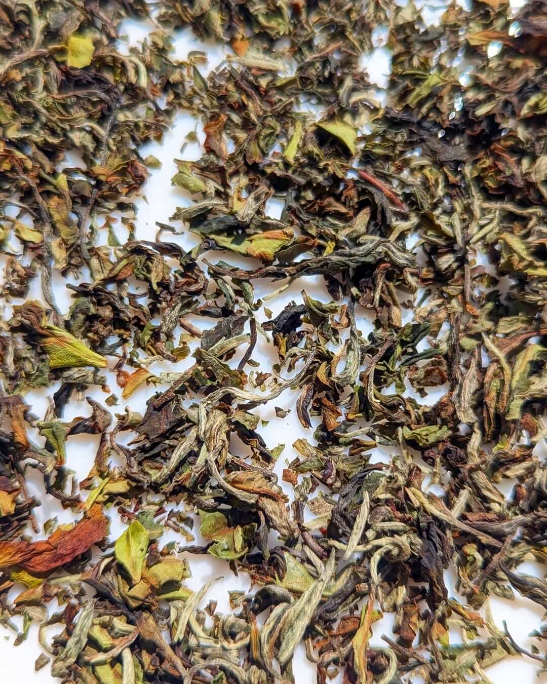 Loose leaf Aambari AV2 Organic First Flush Black Tea from Arunachal Pradesh, showcasing its rich colors and textures.